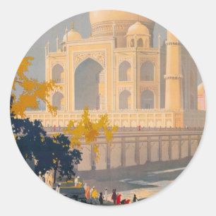 Taj Mahal Retro Travel Poster Sticker