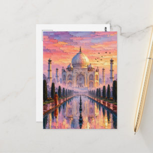 Taj Mahal Rosa Morgendämmerung Postkarte