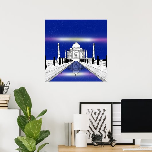 Taj Mahal Seven Wonders illustration Poster (Heimbüro)