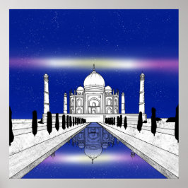 Taj Mahal Seven Wonders illustration Poster