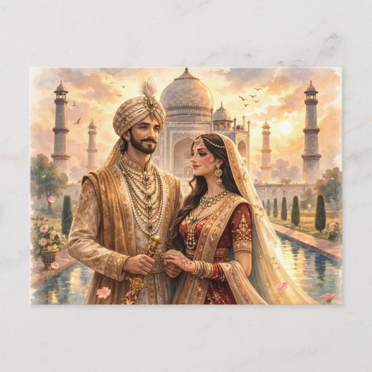 Taj Mahal Sonnenuntergang Postkarte (Vorderseite)