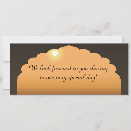 Taj Mahal Sunset Boarding Pass Hochzeit Einladung (Rückseite)