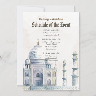 Taj Mahal Typology Watercolor Wedding Einladung