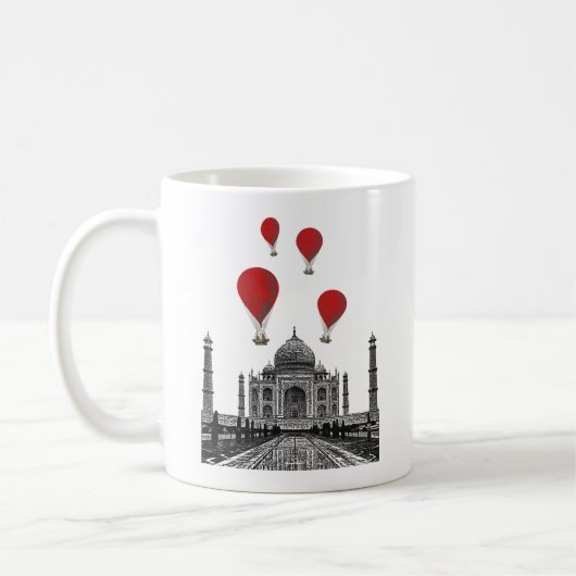 Taj Mahal und Red Hot Air Balloons Kaffeetasse (Links)