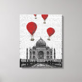 Taj Mahal und Red Hot Air Balloons Leinwanddruck (Vorderseite)