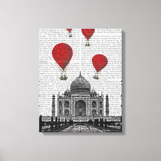 Taj Mahal und Red Hot Air Balloons Leinwanddruck (Vorderseite)