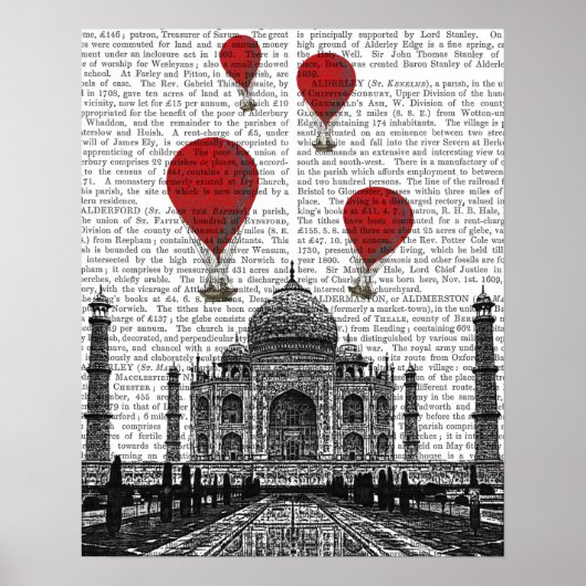 Taj Mahal und Red Hot Air Balloons Poster (Vorne)