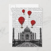 Taj Mahal und Red Hot Air Balloons Postkarte (Vorne/Hinten)
