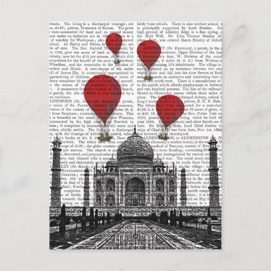 Taj Mahal und Red Hot Air Balloons Postkarte (Vorderseite)