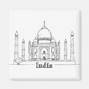 Taj Mahal Vacation Zeichnend Urlaub Kunst Reisen Magnet