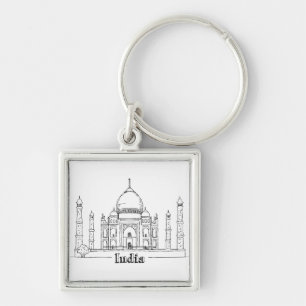 Taj Mahal Vacation Zeichnend Urlaub Kunst Reisen Schlüsselanhänger