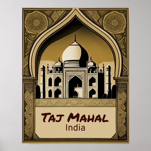 Taj Mahal Vintage-Design Poster (Vorne)