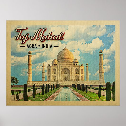 Taj Mahal Vintage Travel Indien Poster (Vorne)