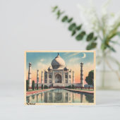 Taj Mahal Vintage Travel Postkarte (Stehend Vorderseite)
