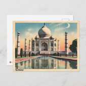 Taj Mahal Vintage Travel Postkarte (Vorne/Hinten)