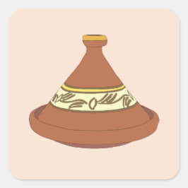 Tajine Hand Drawn - ط ا ي ن - Tagine Quadratischer Aufkleber