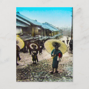 TAKAGI Glass Magic Lantern Slide School Children Postkarte