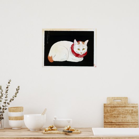 Takahashi Shōtei White Cat Poster (Küche)