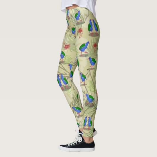 Takahe NZ / Aotearoa-Vögel Muster Leggings (Links)