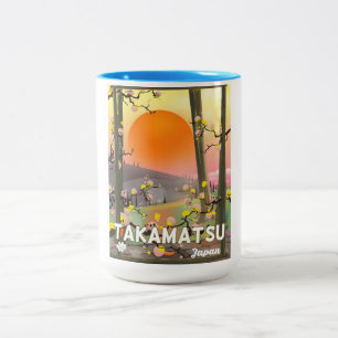 Takamatsu japan Reiseplakat Zweifarbige Tasse