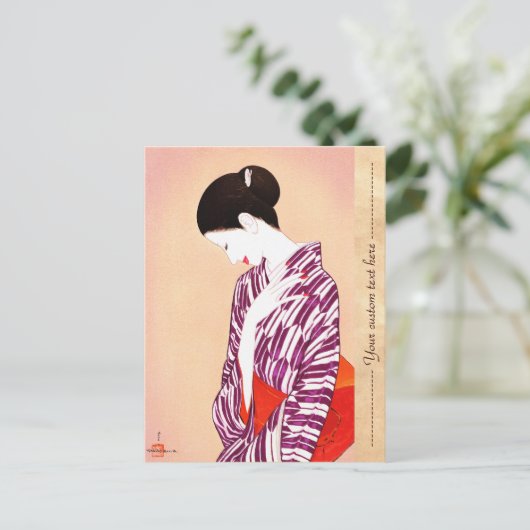 Takasawa Keiichi Frau in Kimono Art japan Dame Postkarte (Stehend Vorderseite)