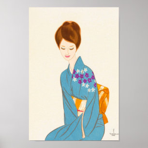Takasawa Keiichi zart japanese lady Portrait Art Poster