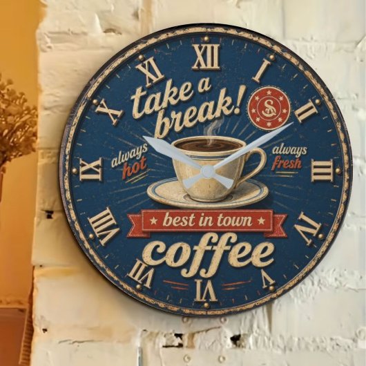 Take a Break Coffee Große Wanduhr