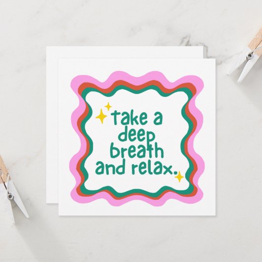 Take A Deep Breath and Relax Karte (Vorderseite/Rückseite Beispiel)