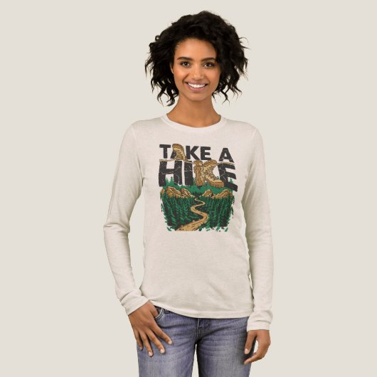 Take a Hike – Funny Hiking Quote with Boot Tri-Blend Shirt (Volle Vorderseite)