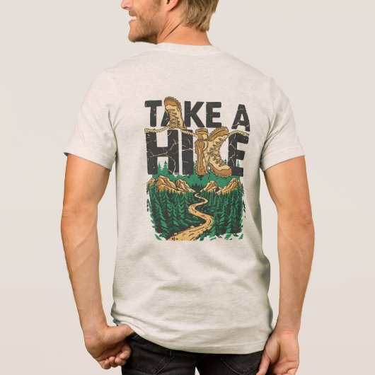 Take a Hike – Funny Hiking Quote with Boot Tri-Blend Shirt (Rückseite)