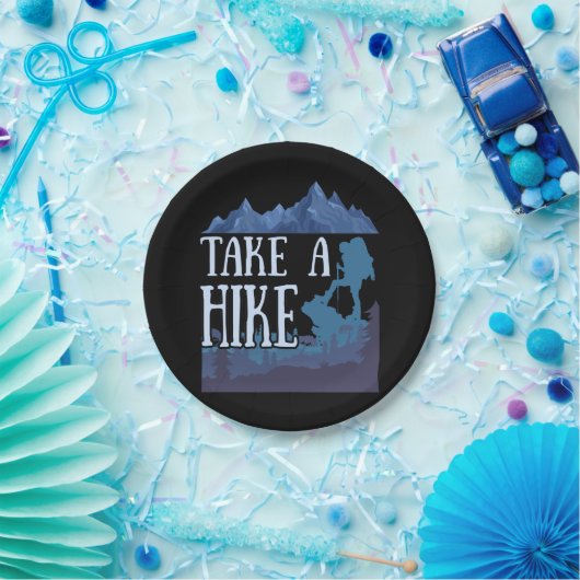 Take a Hike I love Hiking camping Pappteller (Party)