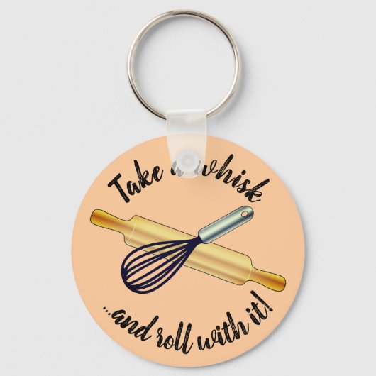 "Take a whisk" Whisk und rollendes Button Bäcker's Schlüsselanhänger (Vorderseite)
