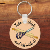 "Take a whisk" Whisk und rollendes Button Bäcker's Schlüsselanhänger (Vorderseite)