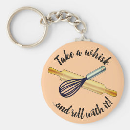 "Take a whisk" Whisk und rollendes Button Bäcker's Schlüsselanhänger