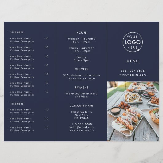Take-Away | Navy Blue Restaurant Foto Takaway Menu (Vorderseite)