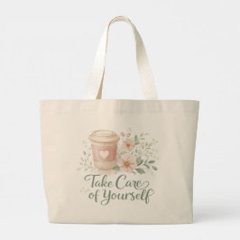 Take Care of Yourself – Elegant Floral Self Love Jumbo Stoffbeutel