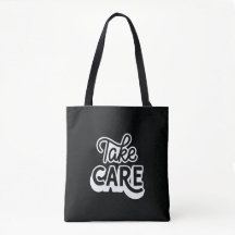 Take Care-Tragetasche | Minimalistische schwarze Ä