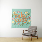 "Take Easy": Positive Retro Floral Illustration Wandteppich (Beispiel)