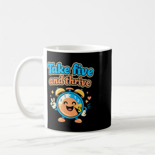 Take Five And Thrive Retro-Uhr Design für psychisc Kaffeetasse (Links)