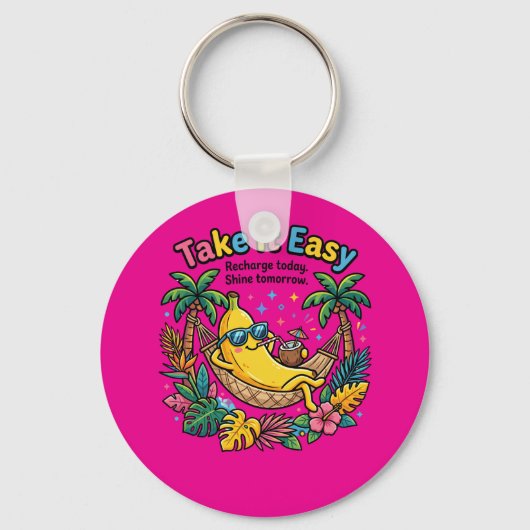 Take It Easy – Chillige Bananen-Vibes Schlüsselanhänger (Vorderseite)