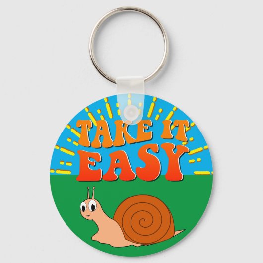 Take It Easy Cute Cartoon Snail Sunburst Schlüsselanhänger (Vorderseite)