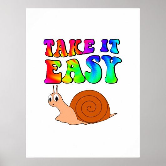 Take It Easy Cute Cartoon Snail With Groovy Text Poster (Vorne)