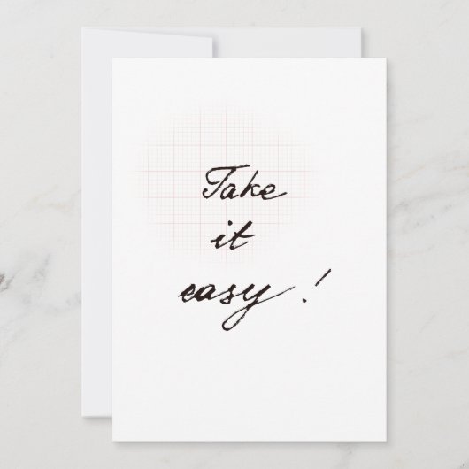 Take it easy minimal handwritten card karte (Vorderseite)