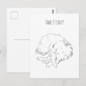 Take It Easy — Minimalistischer schlafender Kater Postkarte (Vorne/Hinten)