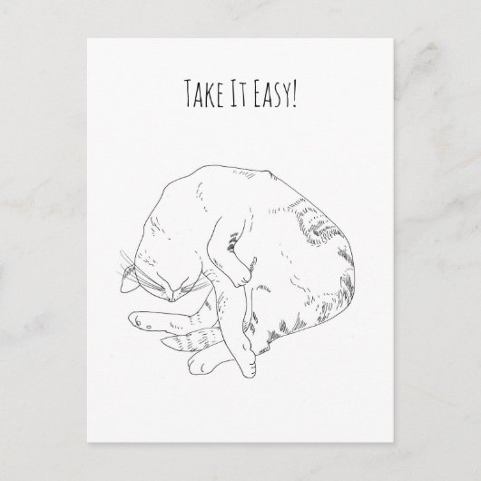 Take It Easy — Minimalistischer schlafender Kater Postkarte (Vorderseite)