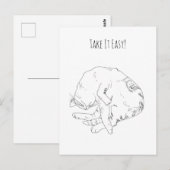 Take It Easy — Minimalistischer schlafender Katze Postkarte (Vorne/Hinten)