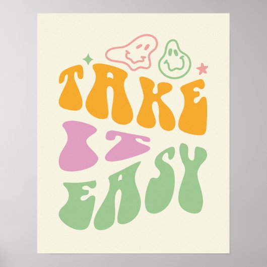 Take It Easy Retro Positive Quote Poster (Vorne)