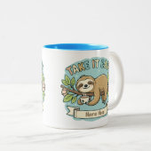 Take It Easy Sloth Custom Name Zweifarbige Tasse (VorderseiteRechts)