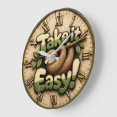 Take It Easy Sloth Funny Große Wanduhr (Winkel)