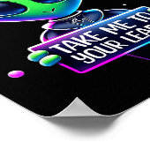 Take Me To Your Leader Funny Alien Cartoon Men Wom Poster (Ecke)